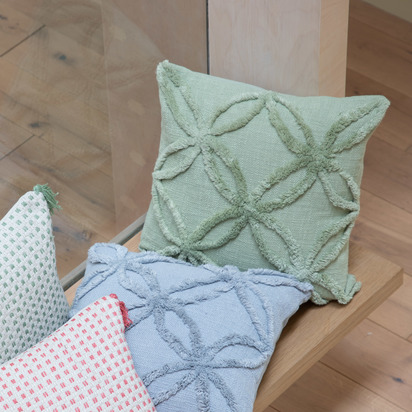 Recycled Plastic Malibu Tufted Cushion Green
