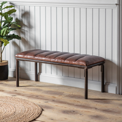 AshleyBrown Leather Bench