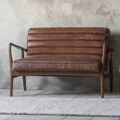 Ethan 2 Seater Sofa Vintage Brown Leather