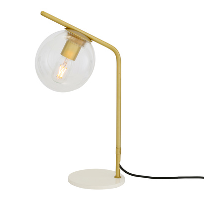 Albany Table Lamp | White & Satin Brass | Clear