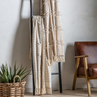 Grey Stripe Throw Natural 1300x1700mm
