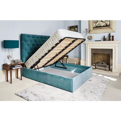 Rosalie 130cm King Ottoman Bed in Cirrus Smart Slubby Cotton