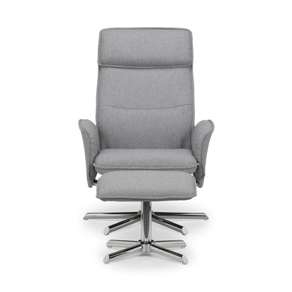 Aria Recliner Chair With Stool - Grey Linen