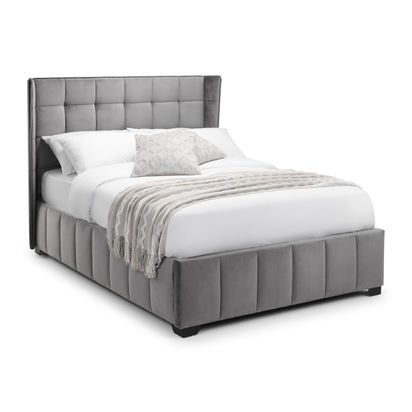 Gatsby 150cm King Grey Velvet Bed