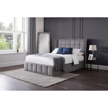 Gatsby 150cm King Grey Velvet Lift-up Ottoman Storage Bed