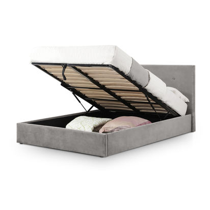 Shoreditch 135cm Double Grey Velvet Lift-up Ottoman Storage Bed