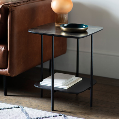 Whitworth Side Table Black Marble 450x450x550mm