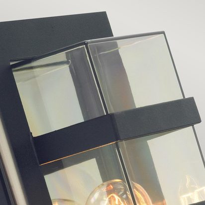 Boden 1 Light Wall Light - Black With Clear Polycarbonate