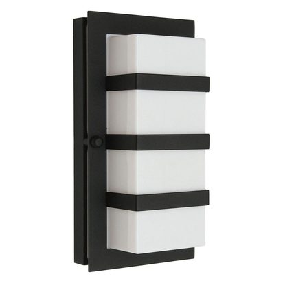 Boden 1 Light Wall Light - Black With Opal Polycarbonate