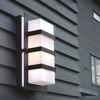 Boden 1 Light Wall Light - Black With Opal Polycarbonate