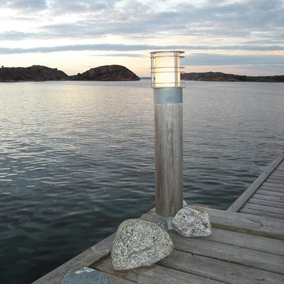 Stockholm Large Bollard Natural Wood & Galvanised