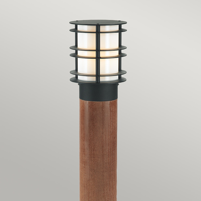 Stockholm Large Bollard Stained Wood & Black