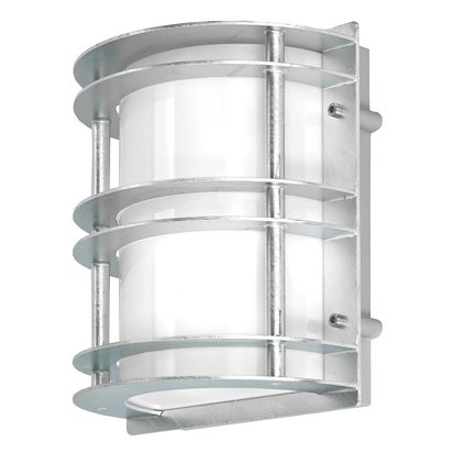 Stockholm 1 Light Flush Light - Galvanised With Opal Glass
