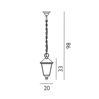 Turin 1 Light Chain Lantern - Black