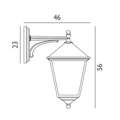 Turin Grande 1 Light Down Wall Lantern - Black
