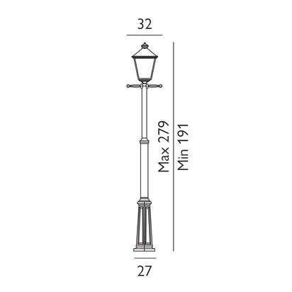 Turin Grande 1 Light Single Post - Black