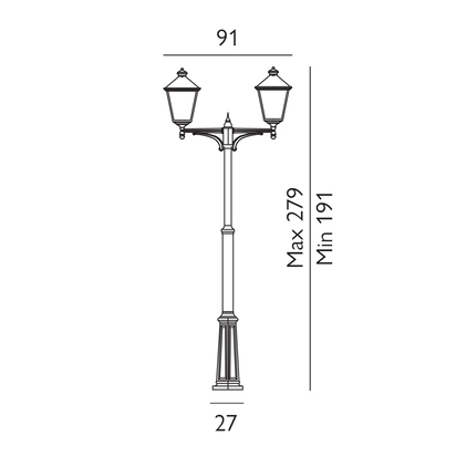 Turin Grande 2 Light Twin Lamp Post - Black