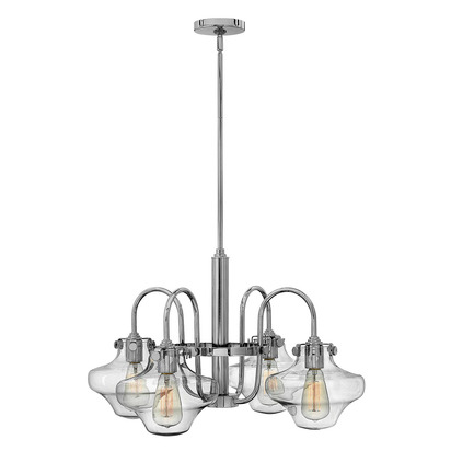 Congress 4 Light Clear Tiered Glass Chandelier - Chrome