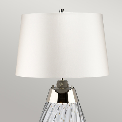 Lena 2 Light Small Smoke Table Lamp with Off-white Shade