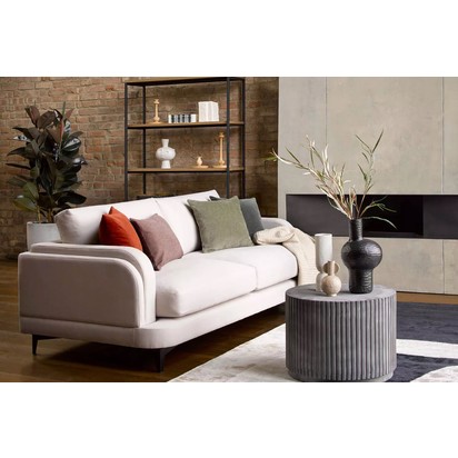 Boston Curved Arm 4 Seat Sofa in Terracotta Florence Textured Weave
