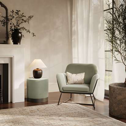 CHARLES ARMCHAIR SAGE VELVET / MATTE BLACK