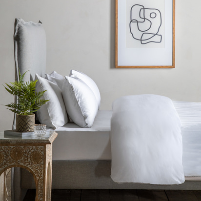 Lace 500tc Duvet Set White/Silver Single