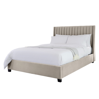Amalfi Champagne Velvet Double Ottoman Storage Bed | Hydraulic Piston Mechanism | Fluted Stitch Headboard | Danetti