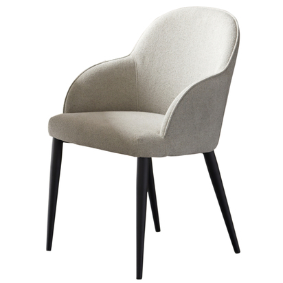 Lani 2x Champagne Velvet Dining Chairs | Black Powder-Coated Legs | Curved Back With Sloping Arms | Danetti - set of 2