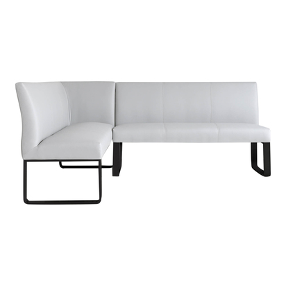 Loop 5 Seater Grey Faux Leather Right Hand Corner Dining Bench | Contemporary Black Metal Legs | Medium-Firm Seat And Backrest | Danetti