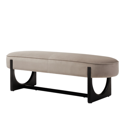 Orlan Champagne Recycled Velvet 3 Seater Backless Bench | Curved Black Minimalist Base & Legs | High-Quality Foam & Fibre Filling | Danetti