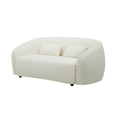 Zoey Ivory Boucle 2 Seater Sofa | Rounded Shape With Tapered Arms | Medium-Sit Premium Support | Removable Back Cushion | Danetti