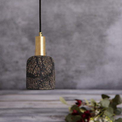 Osier Pendant- Black Clay | Satin Brass