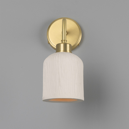 Osier Wall Light | Matte White Striped | Satin Brass