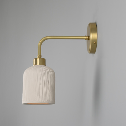 Osier Wall Light | Matte White Striped | Satin Brass