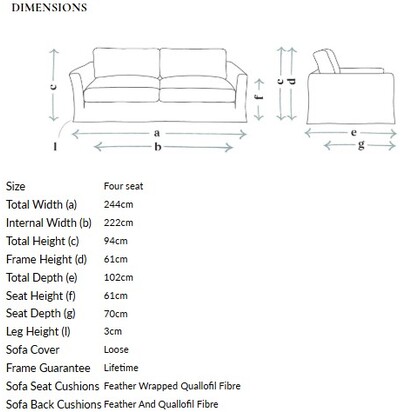 Otto 4 Seat Sofa in Taupe Brushed Linen Cotton