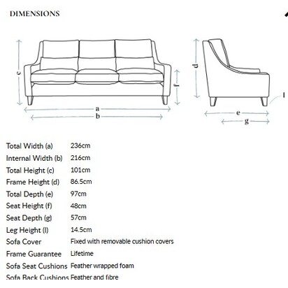 Iggy High Back 4 Seat Sofa in Lagoon Brushed Linen Cotton