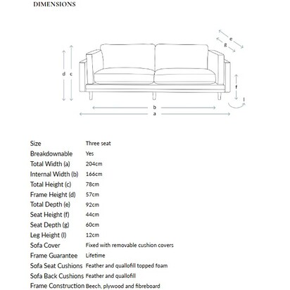 Slim Marco 3 Seat Sofa in Juniper Aquaclean Clever Chenille