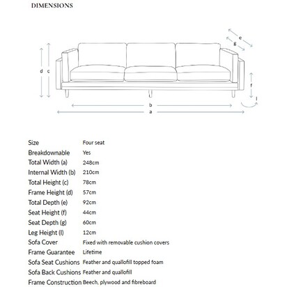 Slim Marco 4 Seat Sofa in Hummingbird House Soft Touch