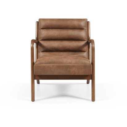 Amelia Chair Ribbed Walnut Frame, Achilles brown PU