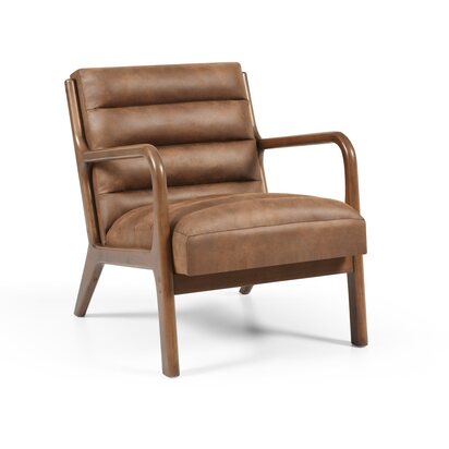 Amelia Chair Ribbed Walnut Frame, Achilles brown PU