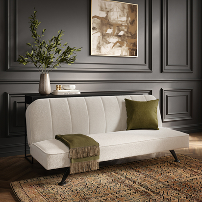 BURLINGTON SOFA BED IVORY BOUCLE / MATTE BLACK