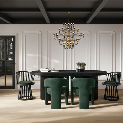 LINA FOREST GREEN / BLACK DINING CHAIR (1 PER PACK)