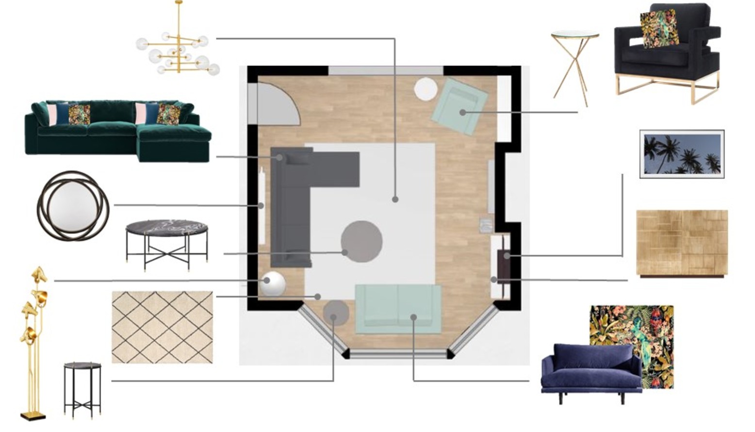 Jourdan Dunn's living room: Dark walls, deep emerald and bold patterns ...