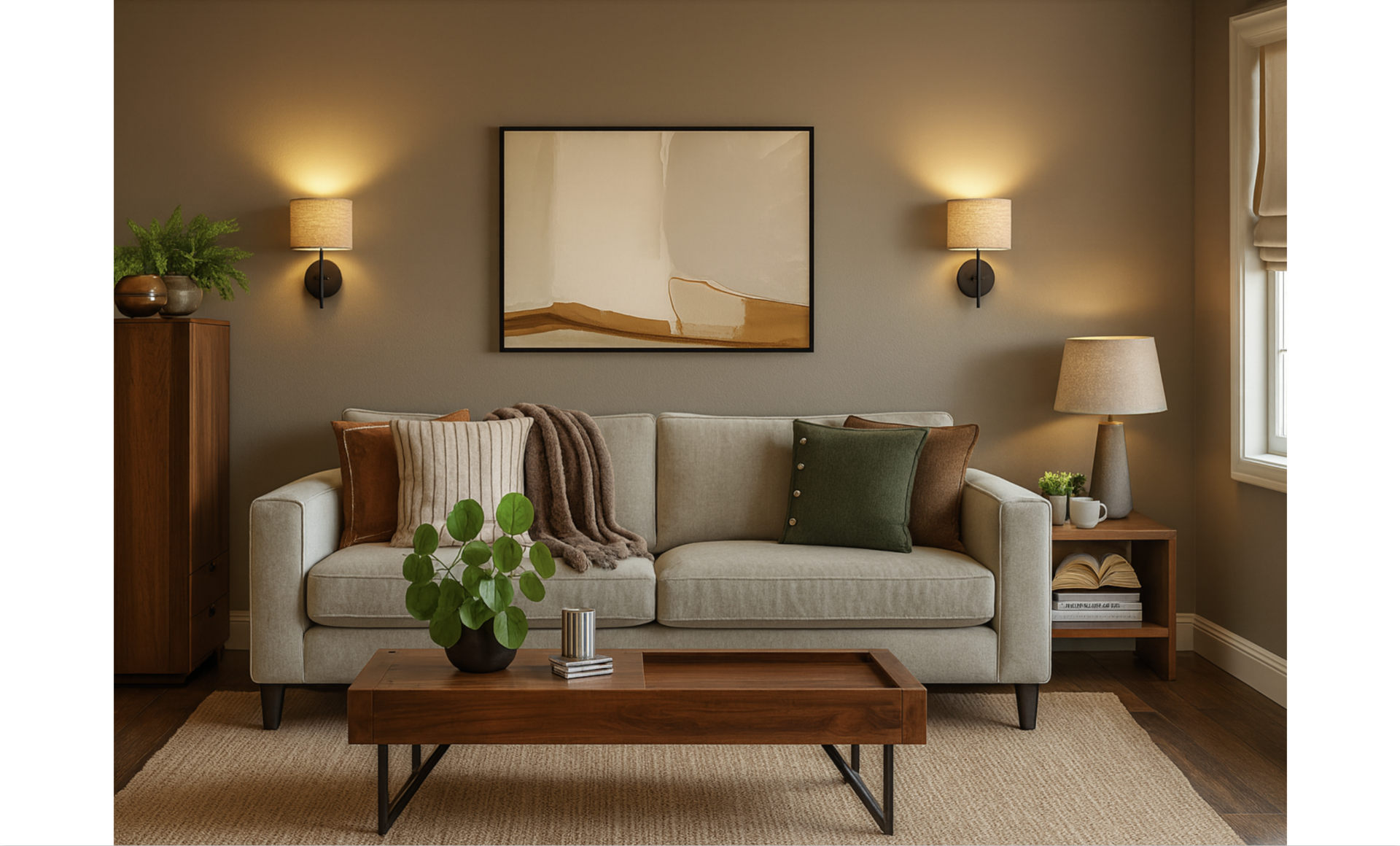 Stylish Living Room Design: A Warm, Earthy & Modern Transformation — the finished room