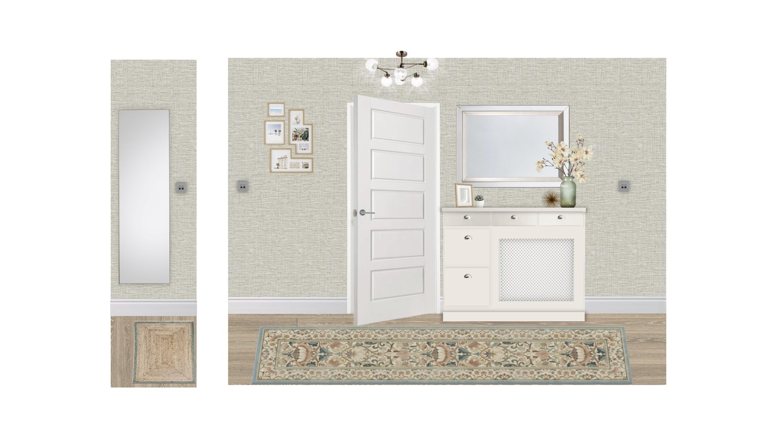 Additional: Full visual + visual with tall mirror next to entrance