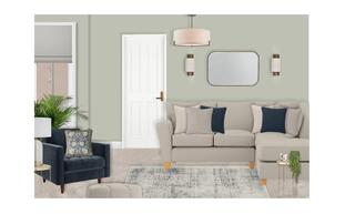 Contemporary Living Room Design: Serene Sage Green & Blue Accents — photo 4