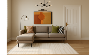 Contemporary Living Room Design: Warm Neutrals & Olive Green Accents — photo 3