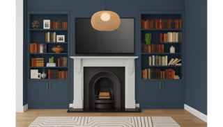 Contemporary Snug Room Design: Warm Grey, Blush & Deep Blue — photo 2
