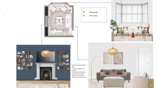 Contemporary Snug Room Design: Warm Grey, Blush & Deep Blue — photo 4