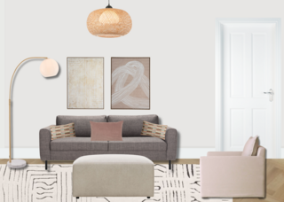Contemporary Snug Room Design: Warm Grey, Blush & Deep Blue — photo 5